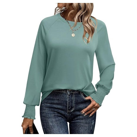 Women's Long Sleeve Crewneck Blouse (9 Colors)