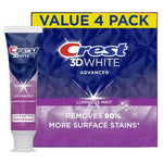 4-Pack 3.7oz Crest 3D White Advanced Luminous Mint Teeth Whitening Toothpaste