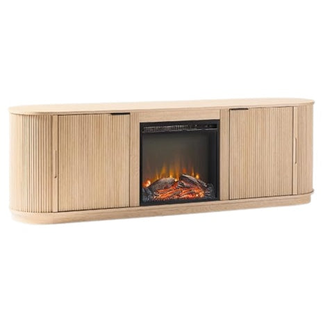 Walker Edison Chloe Reeded TV Stand With Fireplace