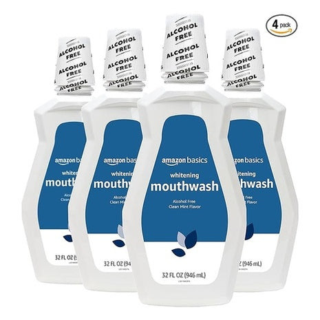 4-Pack Amazon Basics Teeth Whitening Alcohol Free Clean Mint Mouthwash
