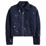 Women's Embellished Bomber Jacket in Heritage Fleece