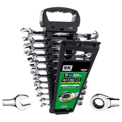 12-Piece SK Metric Combination Ratcheting Wrench Set