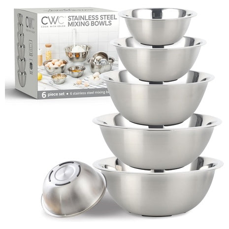 6-Piece Cook With Color Stainless Steel Mixing Bowls Set