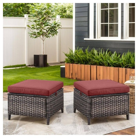 2-Pack Moosprr MoonLuxe Wicker Outdoor Ottoman