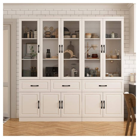 12-Shelf White Wood Standard Bookcase