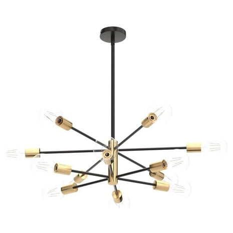 12-Light Gold & Black Sputnik Chandelier Ceiling Light