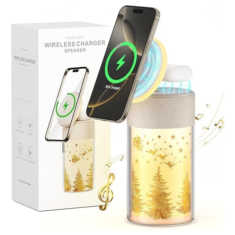 4-in-1 Magnetic Bluetooth Speaker with Wireless Charger & Night Light