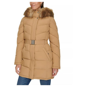 Tommy Hilfiger Women's Faux Fur Trim Hooded Puffer Coat