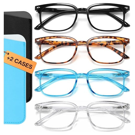 4-Pack Unisex Blue Light Blocking Reading Glasses