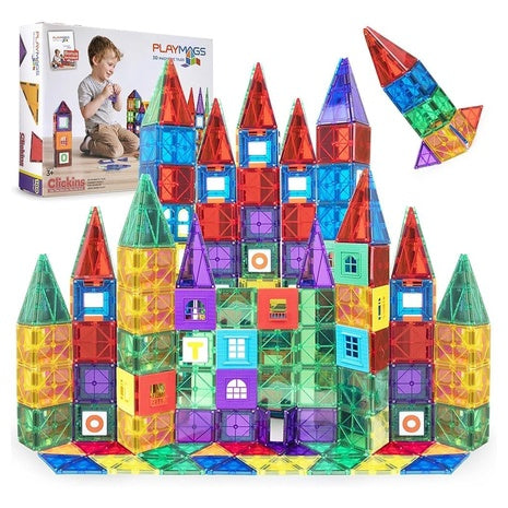 100 Playmags Magnetic Tiles Building Blocks Set