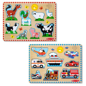 Melissa & Doug Wooden Light-Activated Sound Puzzle 2-Pack
