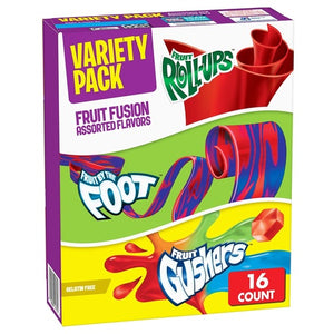 96 Betty Crocker Fruit Roll-Ups, Fruit by the Foot & Gushers Variety Pack