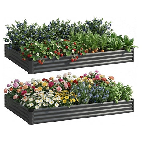 2-Piece Rectangle Metal Raised Garden Bed Kit