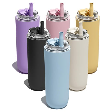 6-Pack 16-Oz Leak-Proof Stainless Steel Tumblers W/ Lid & Straw
