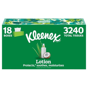18 Flat Boxes Kleenex Lotion Facial Tissues with Coconut Oil