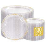 100-Piece Disposable Plates with Elegant Gold Rim