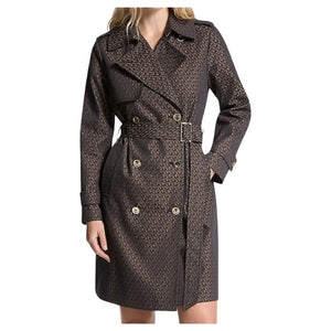 Michael Kors Women's Signature Logo Cotton Blend Belted Trench Coat