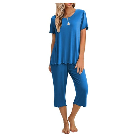2-Piece Ekouaer Women's Short Sleeve Top & Capri Pants Pajamas Set