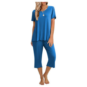 2-Piece Ekouaer Women's Short Sleeve Top & Capri Pants Pajamas Set