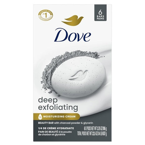 6 Dove Deep Exfoliating Beauty Bar Soap