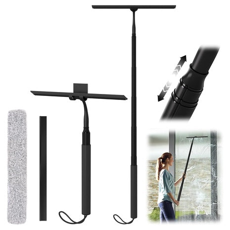 Rakovar 15-51" Shower Squeegee W/ Long Handle (Black)