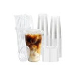 100 Pack 20oz Plastic Cups with Lids and Straws