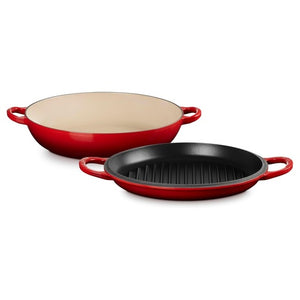 Le Creuset 3.5-Qt Enameled Cast Iron Braiser with Grill Pan Lid