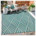 5' x 7' Turquoise, Diamond Outdoor Rug