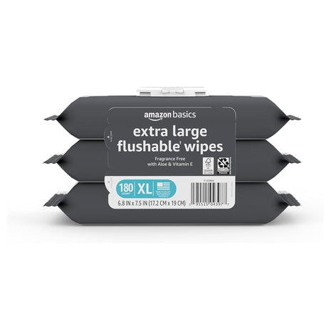 180 Amazon Basics Extra Large Flushable Wipes