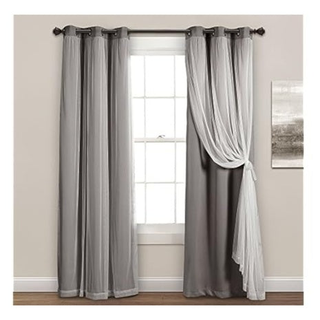 38"W X 84"L Lush Decor Blackout Lining Sheer Grommet Curtains