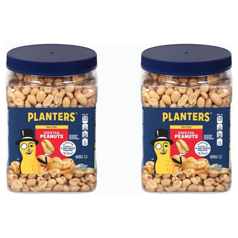 2 Jars Planters Salted Cocktail Peanuts (2.19lb Each)
