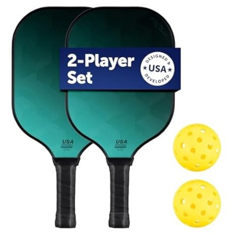 Sport Squad Fiberglass Pickleball Set W/ 2-Paddles & 2-Balls