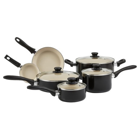Amazon Basics 11-Piece Ceramic Non-Stick Pots And Pans Set