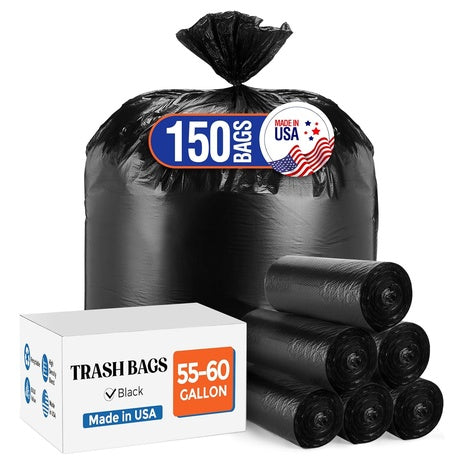 150-Pack 55-60 Gallon Black Trash Bags