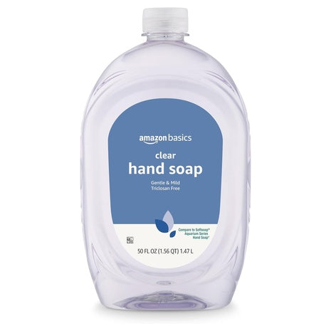 Amazon Basics Gentle & Mild Clear Liquid Hand Soap Refill, 56 Fl oz