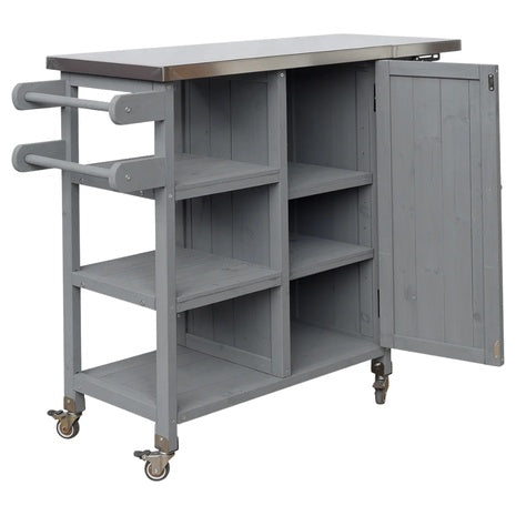 Foldable Outdoor Kitchen Island With Lockable Wheels
