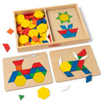 Melissa & Doug Pattern Blocks and Boards with 120 Multi-Colored Wooden Shape Tiles