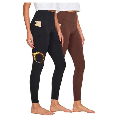 2-Pack Lightweight Brushed Fleece Lined Leggings