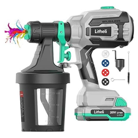 Litheli Cordless HVLP 20V Paint Sprayer With 2.0 Ah Battery & Charger