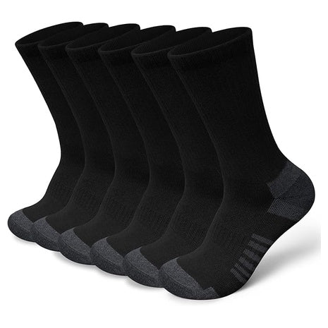 6 Pairs Of Thermal Cushioned Cotton Crew Socks