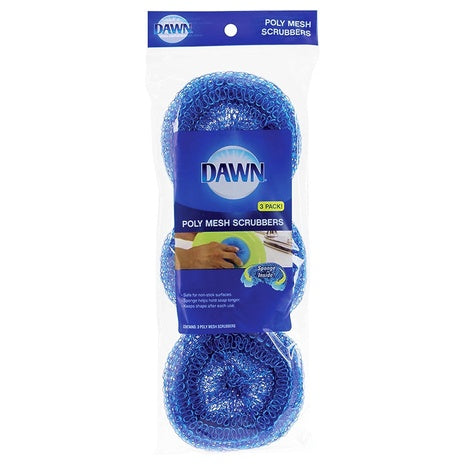 3 Dawn Non Scratch Poly Mesh Round Scrubber Sponges