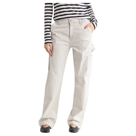AG Women's Stripe High Waist Relaxed Straight Leg Carpenter Pants