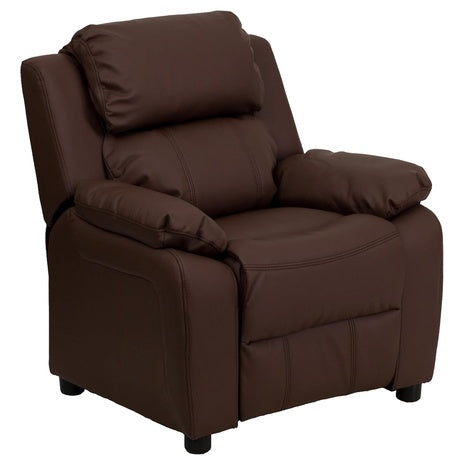 Charlie LeatherSoft Kids Recliner with Flip-Up Storage Arms