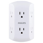 Philips 6 Outlet Wall Plug Adapter Power Strip