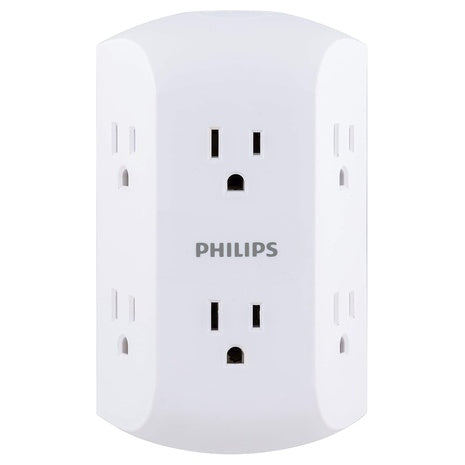 Philips 6 Outlet Wall Plug Adapter Power Strip