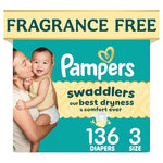 136 Pampers Swaddlers Size 3 Diapers
