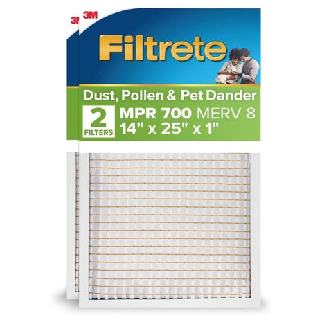 2-Pack Filtrete MERV 8 Pleated Air Filter (14'' X 25''x 1'')