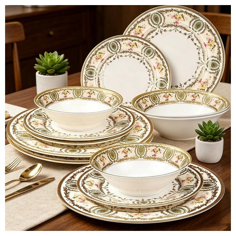 12-Piece Durable Bone China Stoneware Dinnerware Sets