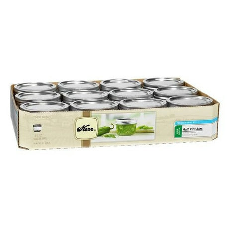 12-Pack Kerr Half-Pint Mason Jars with Lids and Bands