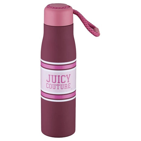 17 oz Juicy Couture Luxe Loop Varsity Logo Water Bottle W/ Woven Cord Handle